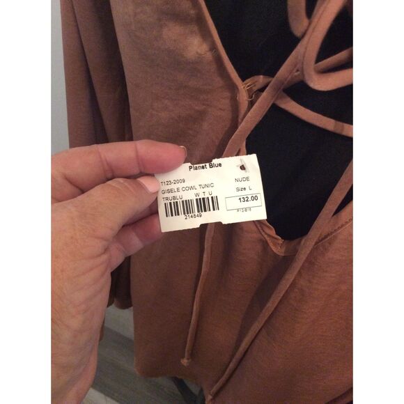 New NWT Planet Blue Tru Blu Gisele Cowl Tunic Large L Nude Boho - Picture 4 of 7